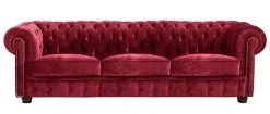 Max Winzer 3-Sitzer - rot - Samtvelours - Buche massiv