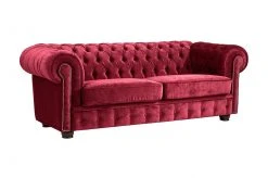 Max Winzer 2-Sitzer - rot - Samtvelours - Buche massiv