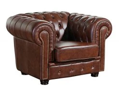 Max Winzer Sessel - braun - Leder - Buche massiv