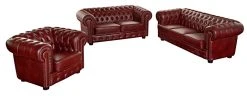 Max Winzer 3-teilige Polstergarnitur - rot - Leder