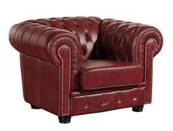 Max Winzer Sessel - rot - Leder - Buche massiv