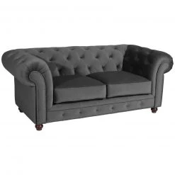 Max Winzer Sofa - 2-Sitzer - anthrazit - Samtvelours - 122 cm breit