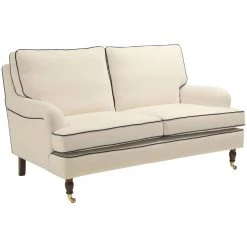 Max Winzer 2-Sitzer Sofa - creme-dunkelblau - Flachgewebe in Leinenoptik