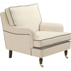 Max Winzer Sessel - creme-dunkelblau - Flachgewebe in Leinenoptik