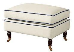 Max Winzer Hocker - creme-dunkelblau - Flachgewebe in Leinenoptik