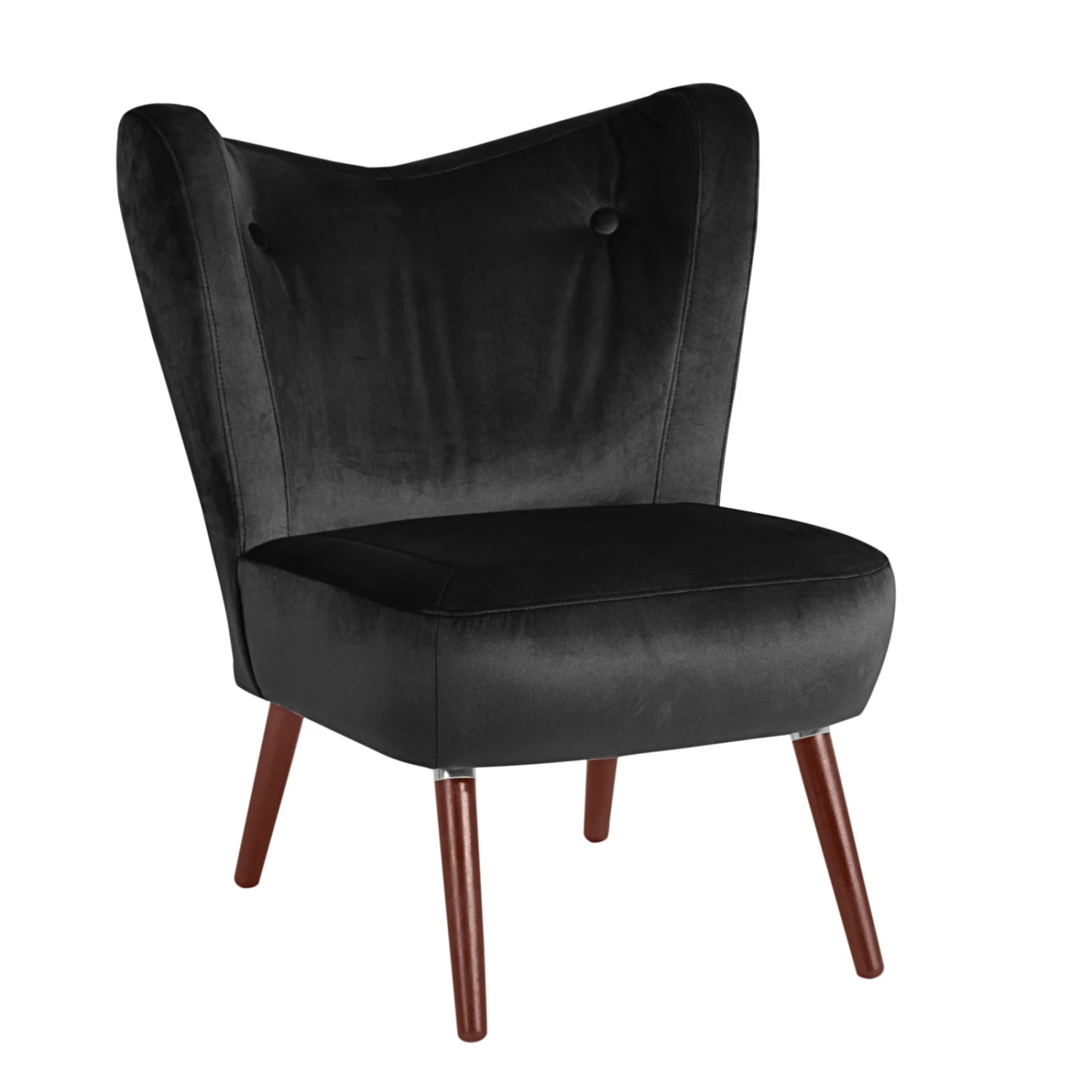 Max Winzer Cocktailsessel SARI - schwarz-nussbaum - Samtvelours 1 Max Winzer Cocktailsessel SARI - schwarz-nussbaum - Samtvelours