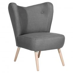 Max Winzer Cocktailsessel SARI - grau - Flachgewebe in Leinenoptik