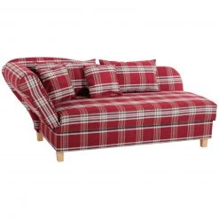 Max Winzer Recamiere - rot-weiß kariert - mit Staukasten