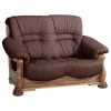 Max Winzer 2-Sitzer Ledersofa - burgund - Eiche massiv Gestell