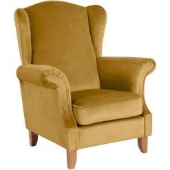 Max Winzer Ohrenbackensessel - mais - Samtvelours - mit Kissen
