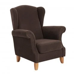 Max Winzer Ohrenbackensessel - braun - Veloursstoff - mit Kissen