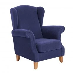 Max Winzer Ohrenbackensessel - blau - Veloursstoff - mit Kissen