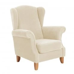 Max Winzer Ohrenbackensessel - creme - Veloursstoff - mit Kissen