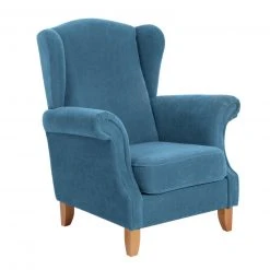 Max Winzer Ohrenbackensessel - petrol - Veloursstoff - mit Kissen