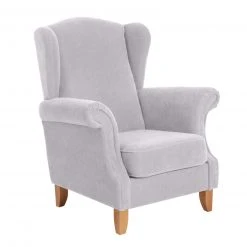 Max Winzer Ohrenbackensessel - silber - Veloursstoff - mit Kissen