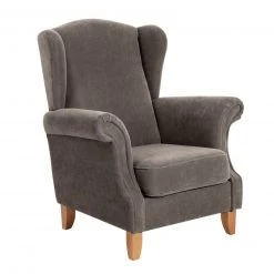 Max Winzer Ohrenbackensessel - stein - Veloursstoff - mit Kissen