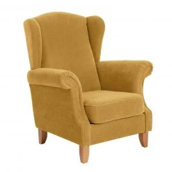 Max Winzer Ohrenbackensessel - mais - Veloursstoff - mit Kissen