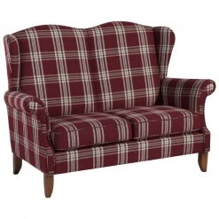 Max Winzer 2-Sitzer - rot-kariert - Flachgewebe - mit Kissen