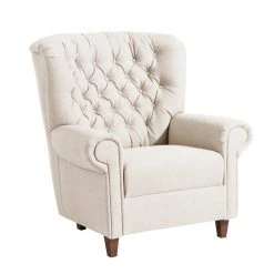 Max Winzer Sessel - creme - Leinenoptik - Massivholz