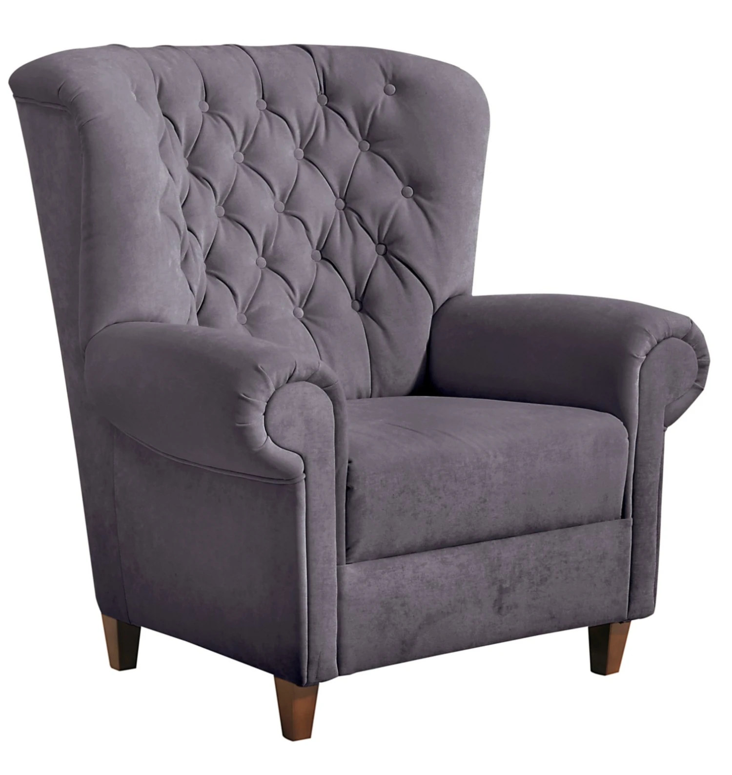 Max Winzer Sessel - grau - Samtvelours - Massivholz 1 Max Winzer Sessel - grau - Samtvelours - Massivholz