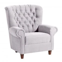 Max Winzer Sessel - silber - Veloursstoff - Massivholz