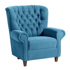 Max Winzer Sessel - petrol - Veloursstoff - Massivholz