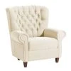 Max Winzer Sessel - creme - Veloursstoff - Massivholz