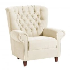 Max Winzer Sessel - creme - Veloursstoff - Massivholz