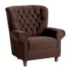 Max Winzer Sessel - braun - Veloursstoff - Massivholz