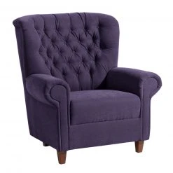 Max Winzer Sessel - violett - Veloursstoff - Massivholz