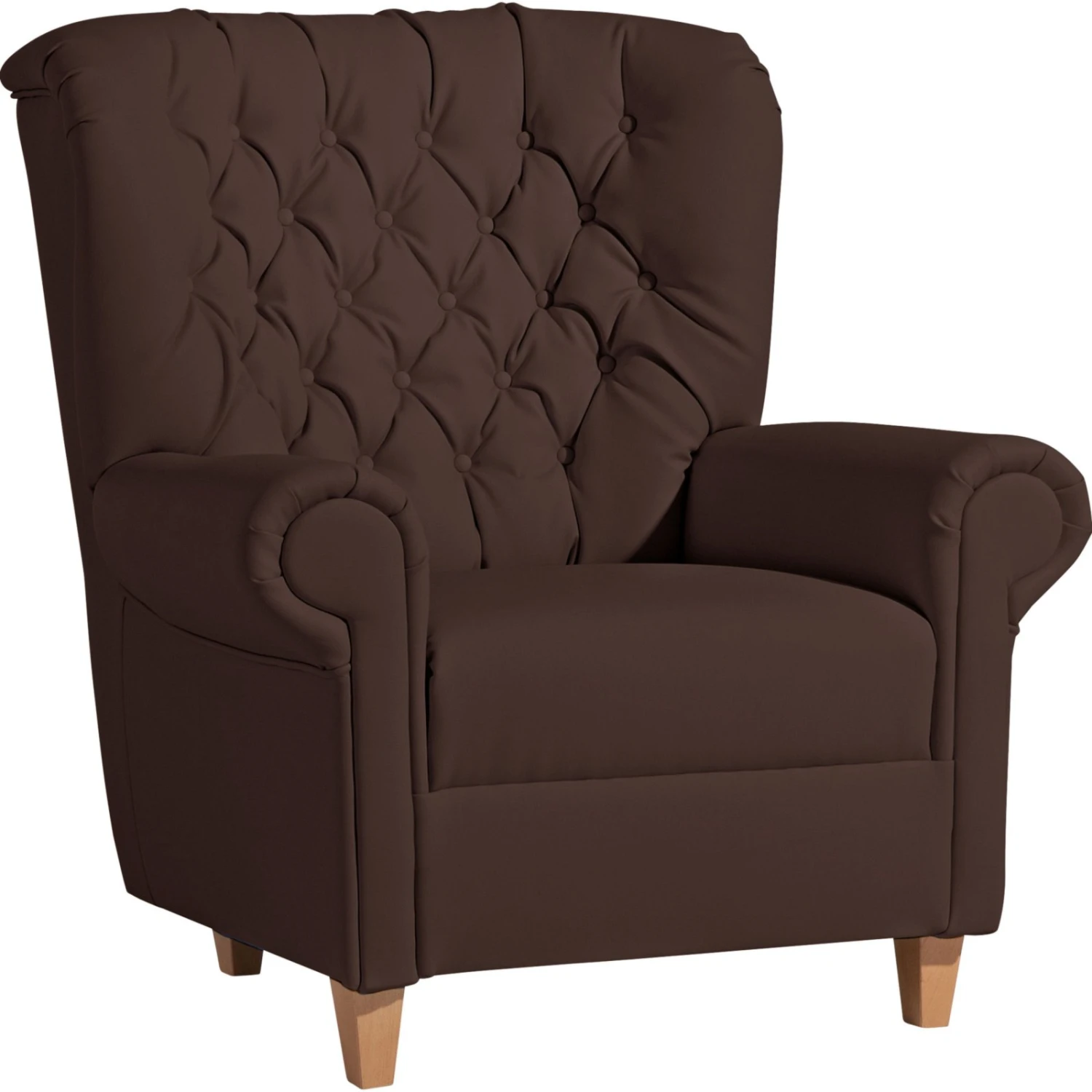 Max Winzer Sessel - braun - Kunstleder - Massivholz 1 Max Winzer Sessel - braun - Kunstleder - Massivholz