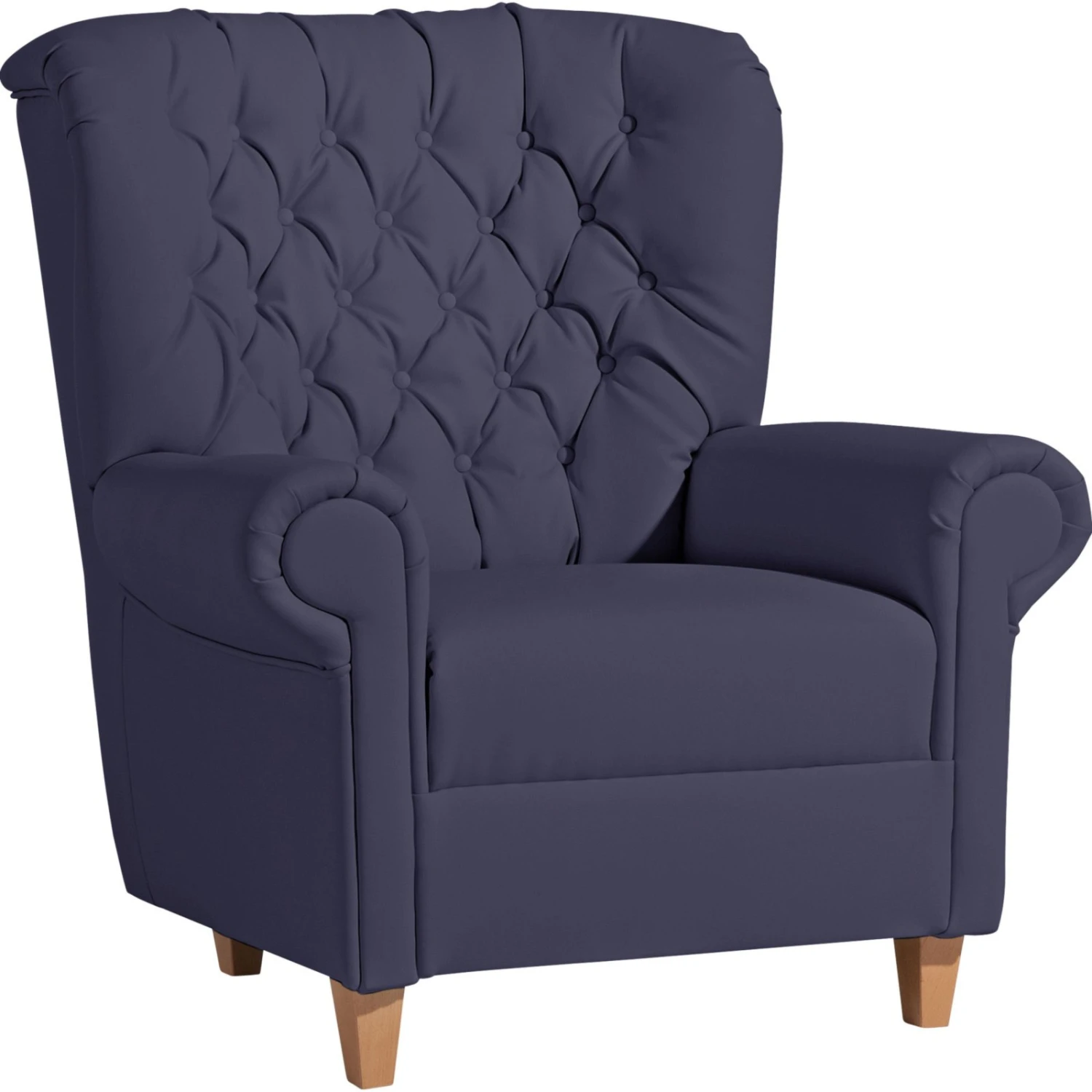 Max Winzer Sessel - dunkelblau - Kunstleder - Massivholz 1 Max Winzer Sessel - dunkelblau - Kunstleder - Massivholz