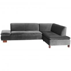 Max Winzer Ecksofa - anthrazit - Samtvelours - klappbare Armlehne