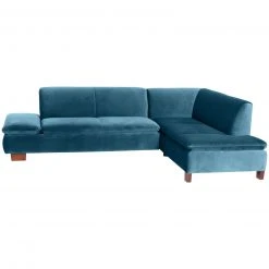 Max Winzer Ecksofa - petrol - Samtvelours - klappbare Armlehne