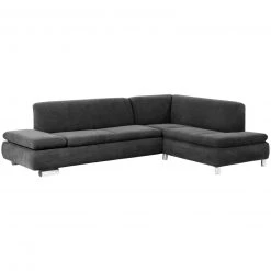 Max Winzer Ecksofa - anthrazit - Veloursstoff - klappbare Armlehne