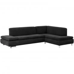 Max Winzer Ecksofa - schwarz - Veloursstoff - klappbare Armlehne