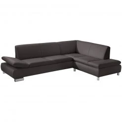 Max Winzer Ecksofa - braun - Kunstleder - klappbare Armlehne