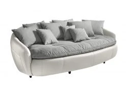 Big-Sofa - grau-weiß - mit Kissen