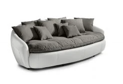 Big-Sofa - schlamm-weiß - mit Kissen