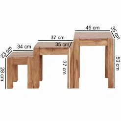 3-teiliger Satztisch - klar lackiert - Akazie massiv -Wohnzimmer Verkäufe 9003286000 03 1600Wx1600H