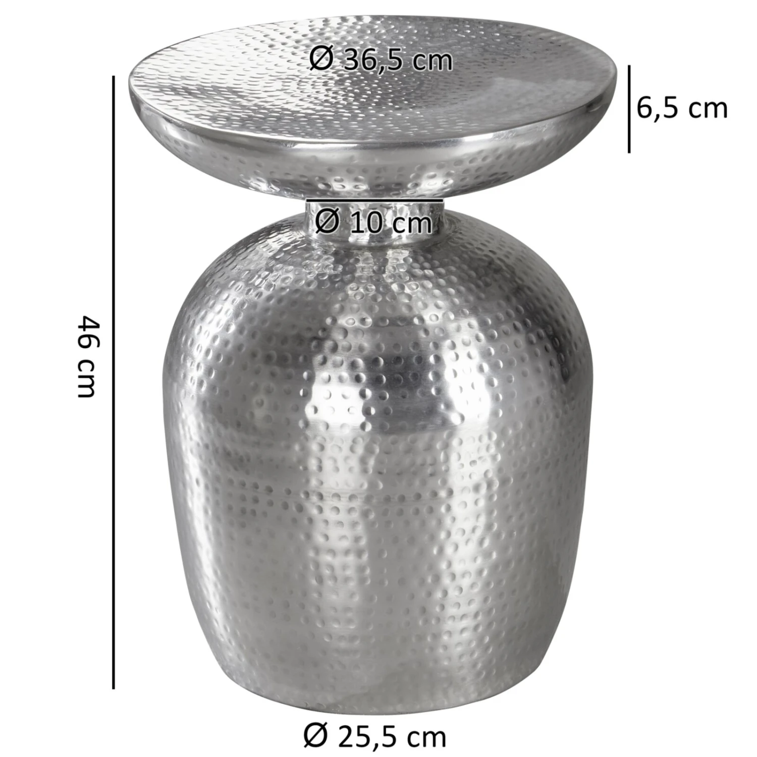 Beistelltisch - silberfarben - Aluminium - 36 cm breit 2 Beistelltisch - silberfarben - Aluminium - 36 cm breit – Bild 2