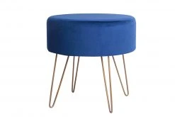 Samthocker MIO - dunkelblau - mit Metallfuß