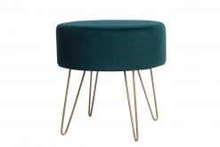 Samthocker MIO - dunkelgrün - mit Metallfuß