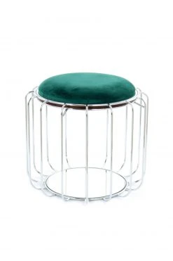 Tisch-Hocker COMFORTABLE - dunkelgrün-silber - Metall