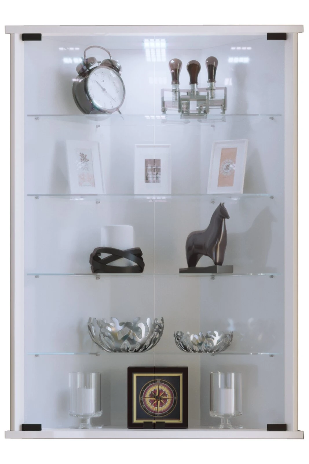 Eckvitrine VECKO - weiß - 88 cm hoch 1 Eckvitrine VECKO - weiß - 88 cm hoch