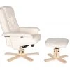 Relaxsessel - creme-beige - Kunstleder - mit Hocker