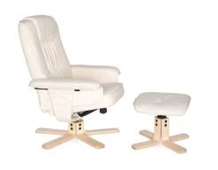 Relaxsessel - creme-beige - Kunstleder - mit Hocker