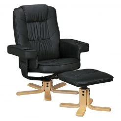 Fernsehsessel - schwarz - inklusive Hocker