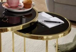 2er-Set Beistelltisch - gold-schwarz - rund -Wohnzimmer Verkäufe 9003557600 03 1600Wx1600H