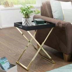 TV Beistelltisch - schwarz-gold - mit Tablett -Wohnzimmer Verkäufe 9003557700 04 1600Wx1600H